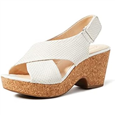 261479364 Mujer Sandalias Con Tira Al Tobillo Clarks Blanco Serpiente Blanca Serpiente Blanca