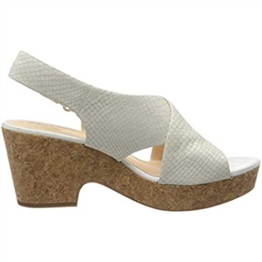 261479364 Mujer Sandalias Con Tira Al Tobillo Clarks Blanco Serpiente Blanca Serpiente Blanca