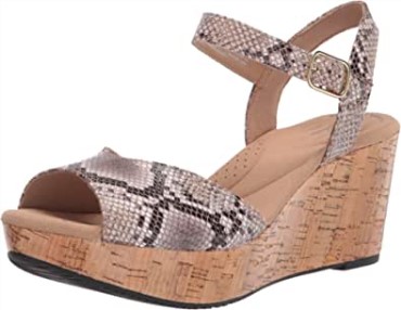Sandalia Mujer Cuña Annadel Mystic Clarks Natural Serpiente Sintético