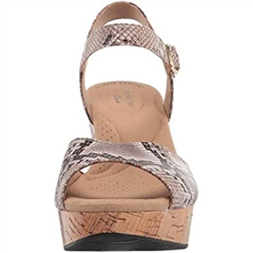 Sandalia Mujer Cuña Annadel Mystic Clarks Natural Serpiente Sintético