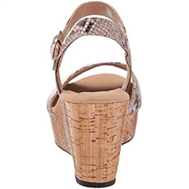 Sandalia Mujer Cuña Annadel Mystic Clarks Natural Serpiente Sintético