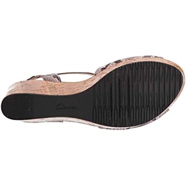 Sandalia Mujer Cuña Annadel Mystic Clarks Natural Serpiente Sintético