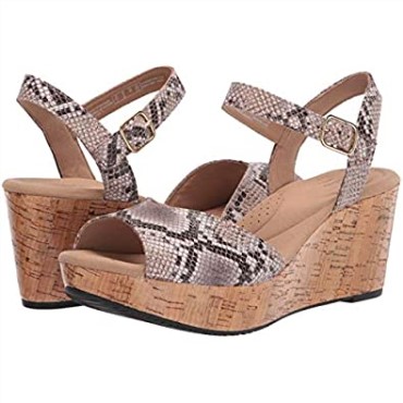 Sandalia Mujer Cuña Annadel Mystic Clarks Natural Serpiente Sintético