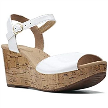 Sandalia Con Cuña Annadel Mystic Para Mujer Charol Blanco Clarks Sintético