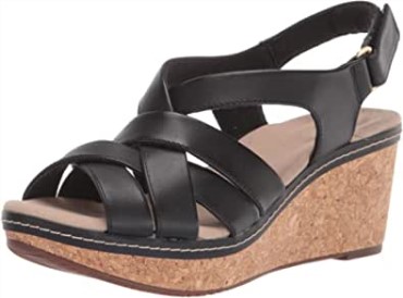Sandalia Cuña Annadel Rayna Mujer Piel Negra Clarks