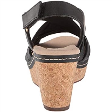 Sandalia Cuña Annadel Rayna Mujer Piel Negra Clarks