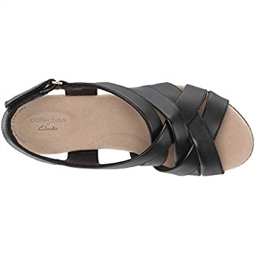 Sandalia Cuña Annadel Rayna Mujer Piel Negra Clarks