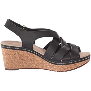 Sandalia Cuña Annadel Rayna Mujer Piel Negra Clarks
