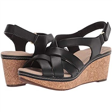 Sandalia Cuña Annadel Rayna Mujer Piel Negra Clarks