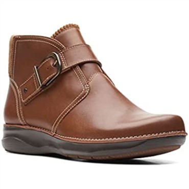 Botines Mujer Appley Mid Clarks Cuero Tostado Oscuro