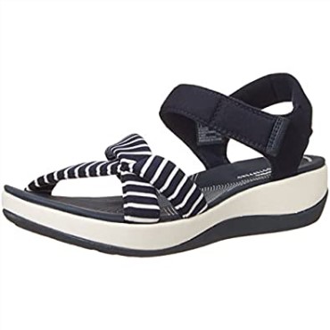 Sandalia Plana Mujer Arla Gracie Clarks Textil Marino Blanco