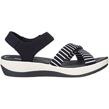 Sandalia Plana Mujer Arla Gracie Clarks Textil Marino Blanco