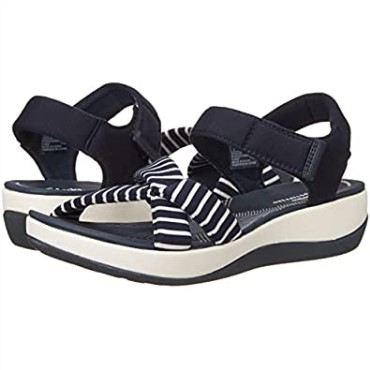 Sandalia Plana Mujer Arla Gracie Clarks Textil Marino Blanco