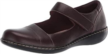 Mary Jane Ashland Bliss Mujer Planas Clarks Cuero Burdeos