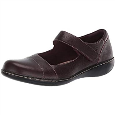 Mary Jane Ashland Bliss Mujer Planas Clarks Cuero Burdeos