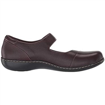 Mary Jane Ashland Bliss Mujer Planas Clarks Cuero Burdeos