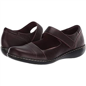Mary Jane Ashland Bliss Mujer Planas Clarks Cuero Burdeos