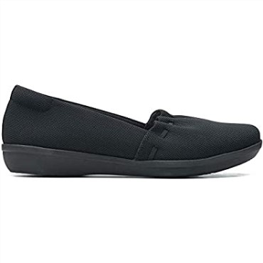 Mocasines Mujer Ayla Shine Flat Negro Textil Clarks