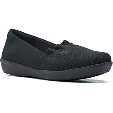 Mocasines Mujer Ayla Shine Flat Negro Textil Clarks