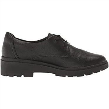 Clarks Mujer Calla Ruby ​​oxford Planas Cuero Negro