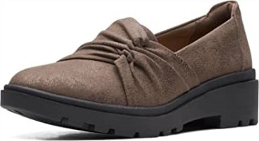 Mocasín Mujer Estilo Calla Flat Bronce Metalizado Sintético Clarks