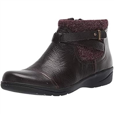 Botin Mujer Cheyn Kisha Clarks Marron Oscuro Piel Abatanada Textil