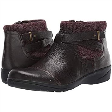 Botin Mujer Cheyn Kisha Clarks Marron Oscuro Piel Abatanada Textil
