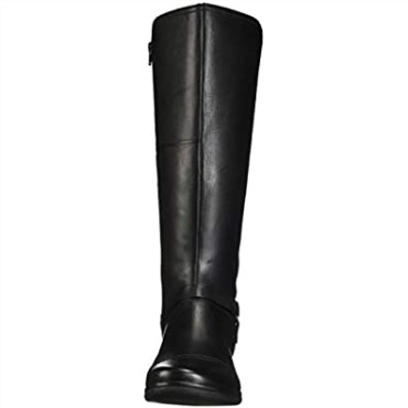 Cheyn Lindie Botas Altas Hasta La Rodilla De Pantorrilla Ancha Para Mujer Clarks Negro Cuero Sintético Combi