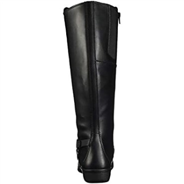 Cheyn Lindie Botas Altas Hasta La Rodilla De Pantorrilla Ancha Para Mujer Clarks Negro Cuero Sintético Combi