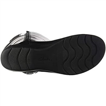 Cheyn Lindie Botas Altas Hasta La Rodilla De Pantorrilla Ancha Para Mujer Clarks Negro Cuero Sintético Combi