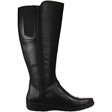 Cheyn Lindie Botas Altas Hasta La Rodilla De Pantorrilla Ancha Para Mujer Clarks Negro Cuero Sintético Combi