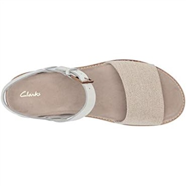 Sandalia Plana Mujer Tira Corsio Clarks Lona Natural