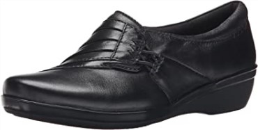Clarks Mujer Everlay Iris Flat Cuero Negro