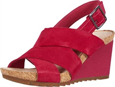 Sandalia Mujer Cuña Flex Sand Fucsia Ante Clarks