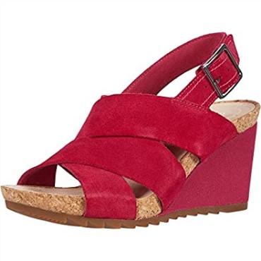 Sandalia Mujer Cuña Flex Sand Fucsia Ante Clarks