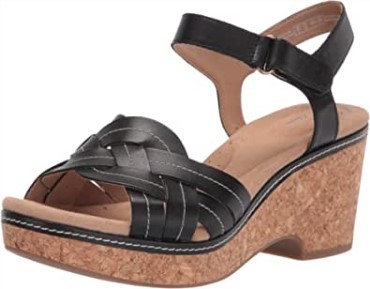 Sandalia Mujer Giselle Coast Cuña Clarks Negra