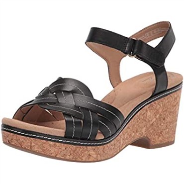 Sandalia Mujer Giselle Coast Cuña Clarks Negra