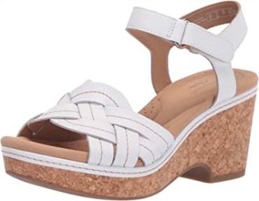 Sandalia Cuña Mujer Giselle Coast Clarks Piel Blanca