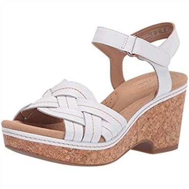 Sandalia Cuña Mujer Giselle Coast Clarks Piel Blanca