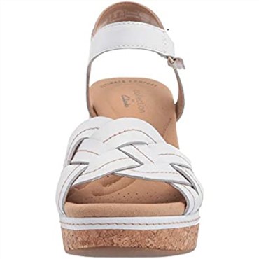Sandalia Cuña Mujer Giselle Coast Clarks Piel Blanca