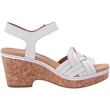 Sandalia Cuña Mujer Giselle Coast Clarks Piel Blanca
