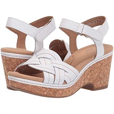 Sandalia Cuña Mujer Giselle Coast Clarks Piel Blanca