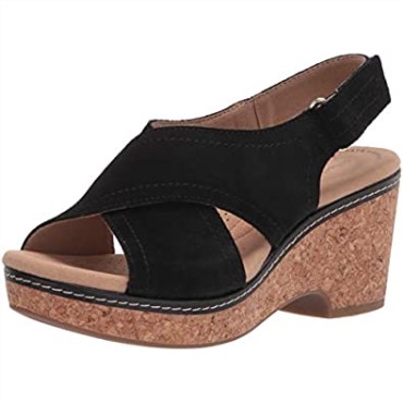 Sandalia Cuña Mujer Giselle Cove Clarks Piel Negra
