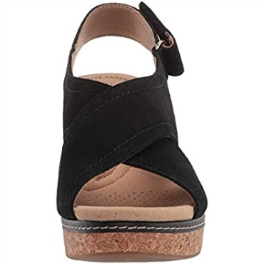 Sandalia Cuña Mujer Giselle Cove Clarks Piel Negra