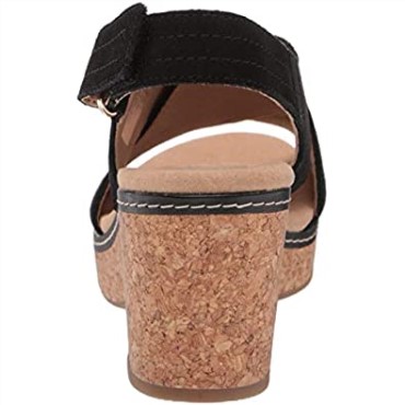 Sandalia Cuña Mujer Giselle Cove Clarks Piel Negra