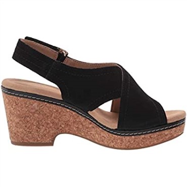 Sandalia Cuña Mujer Giselle Cove Clarks Piel Negra
