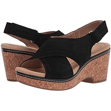 Sandalia Cuña Mujer Giselle Cove Clarks Piel Negra