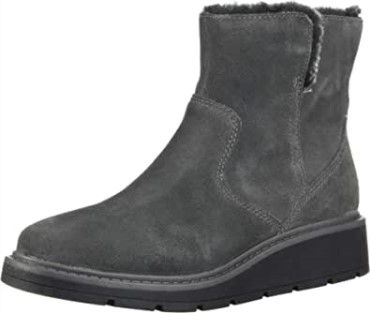 Botín Mujer Ivery Jet Gris Oscuro Ante Forrado Cálido Clarks