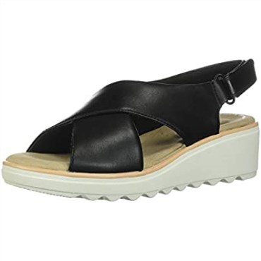 Sandalia Cuña Mujer Jillian Jewel Clarks Piel Negra
