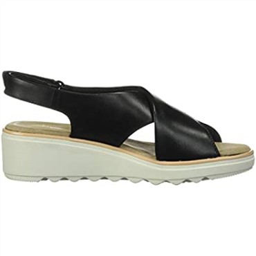 Sandalia Cuña Mujer Jillian Jewel Clarks Piel Negra